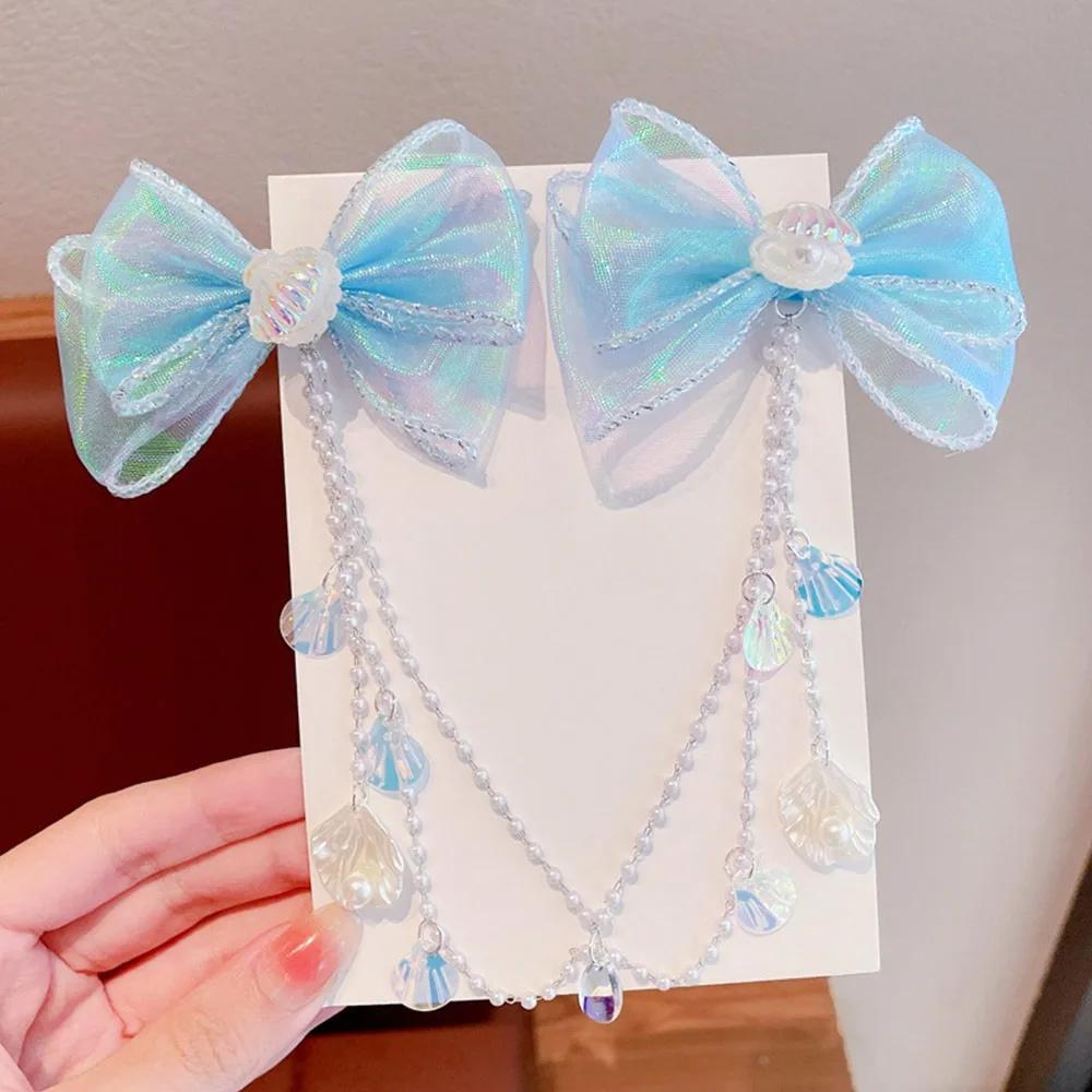 Rose Flower Hair Clips Butterfly Children Headwear Fashion Hanfu Hairpin Pearl Tassel Bow Hair Clips