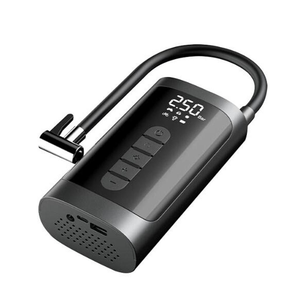 

Многофункциональный беспроводной интеллектуальный автомобильный насос для накачивания шин с USB-аккумулятором и цифровым дисплеем для автомобильных шин чёрный