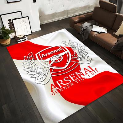 "Red White Arsenal Logo Carpet with Text Gunner Till I Die Design" Suitable for Use As an Anti-slip for Living Room Bedroom Sofas