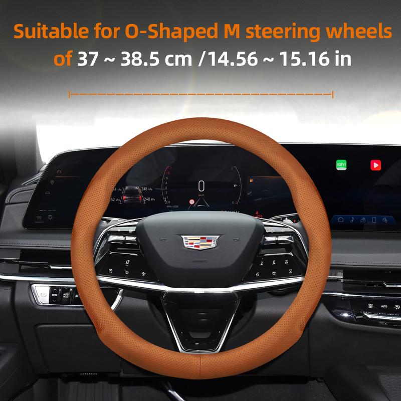 Suitable for Cadillac Ultra-Thin Breathable Leather Steering Wheel Cover Suitable for Cts 2013 Ct4 Carbon Interior Ct5 Xt5 Xt4 Xt6