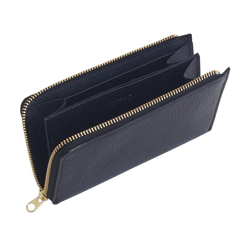

[COTOCUL] Kotkal small long wallet genuine leather italian leather The bill goes straight in. ladies (black black) black black