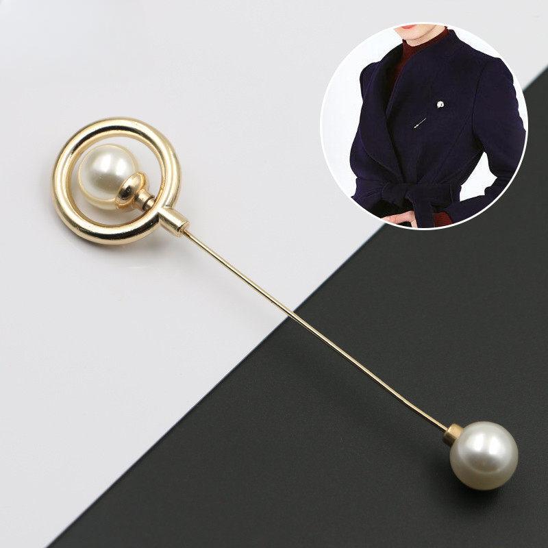 Pearl Decorative Buckle One-Word Button Cuff Pin Buckle Clothes Coat Jacket Accessories Shawl Silk Scarf Shirt Buckle