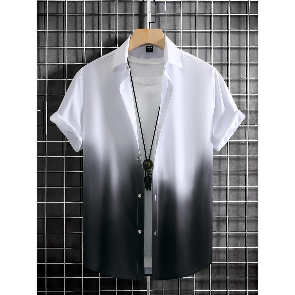 Men's Shirts, Summer Clothing, Gradient Design Patterns, 3D Printed Shirts, Short Sleeved Tops, Street Wear, Casual Hawaiian Shirts