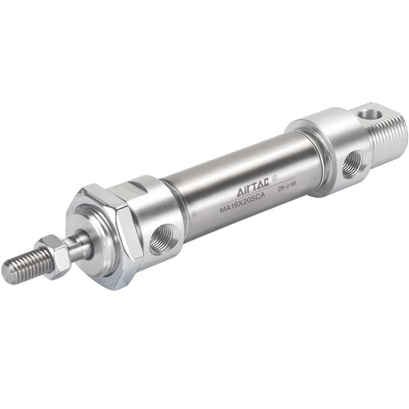 AirTAC Stainless Steel Mini Cylinder MA Series - Sizes: 16/20/25/32 mm x 15/25/30/50/75/100/125-SU