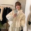 Winter Korean Style Petite Floral Zipper Jacket with Stand Collar