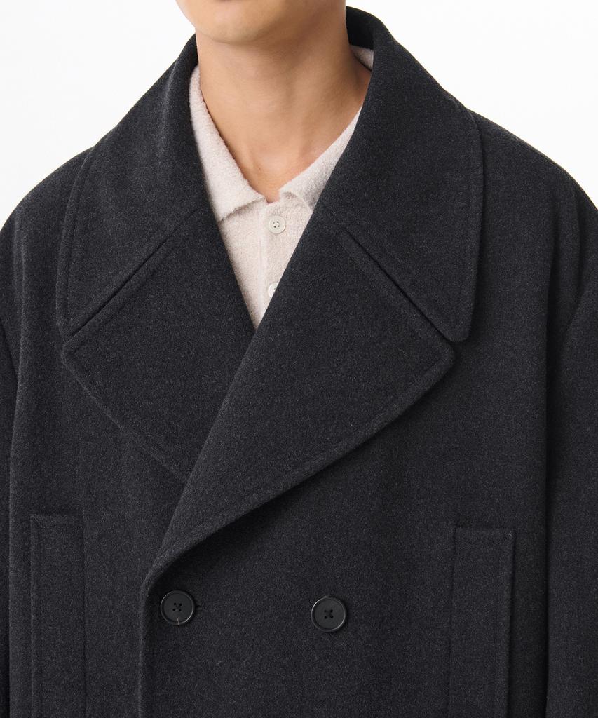 Musinsa Standard Wool Blend Extra Oversized Peacoat [Charcoal Grey]