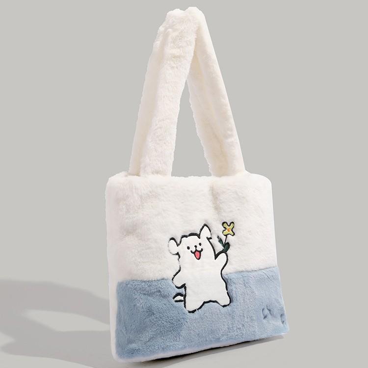 Autumn Winter New Cute Furry Bag 2024 Niche Design Soft Texture Handheld Puppy Bag Versatile Commuter Bag for Women