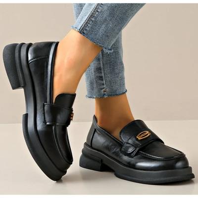 Schuhe mit dicker Sohle Lefu Damen Retro Britischer Stil Kleine Lederschuhe Dicke Absätze Weiche Sohle Lässige Einzelne Schuhe Zapatillas Mujer