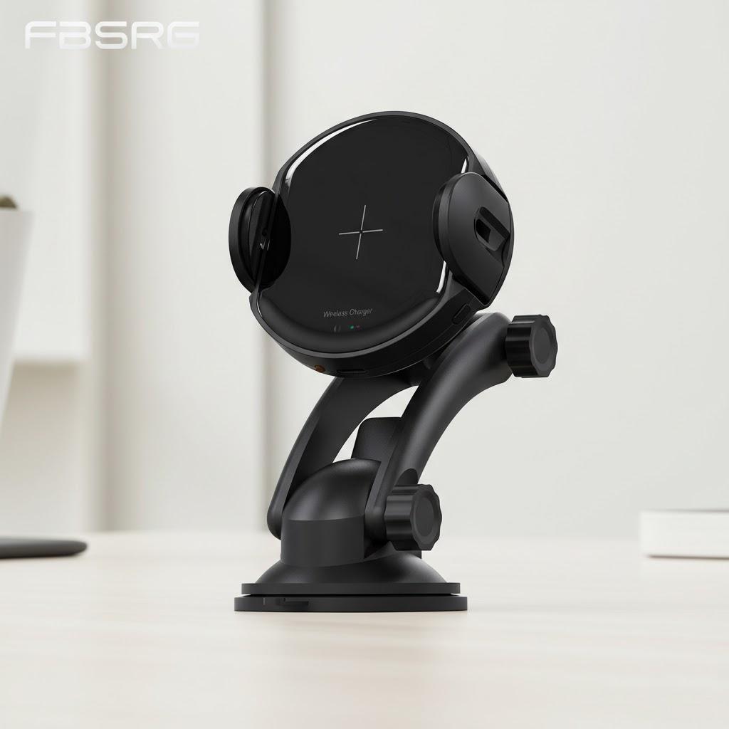 

10W Qi Fast Automatic Wireless Car Charger Mount for iPhone Samsung Android QC 2.0 3.0 Secure Dashboard Vent Clip чёрный