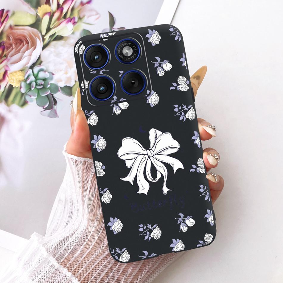 For Motorola Edge 70 Cute Flower Butterfly Cat Painted Case For Motorola Moto X70 Air Edge70 5G Black Silicone Soft Phone Cases