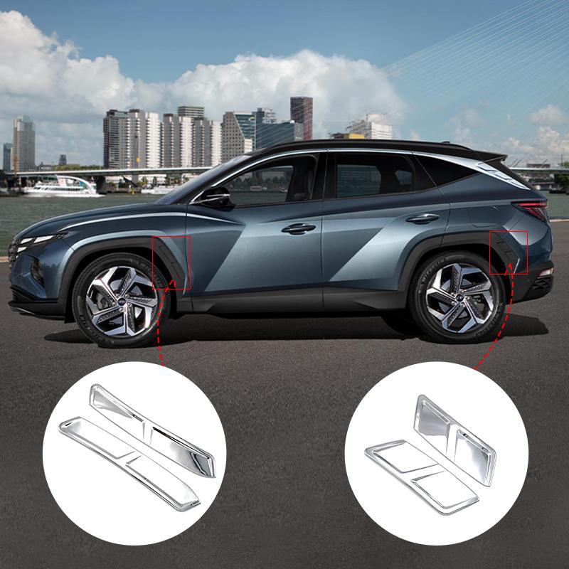 Front Rear Wheels AC Air Flow Vent Fender Cover Kit Trim For Hyundai Tucson NX4    ABS Car Styling Accessories