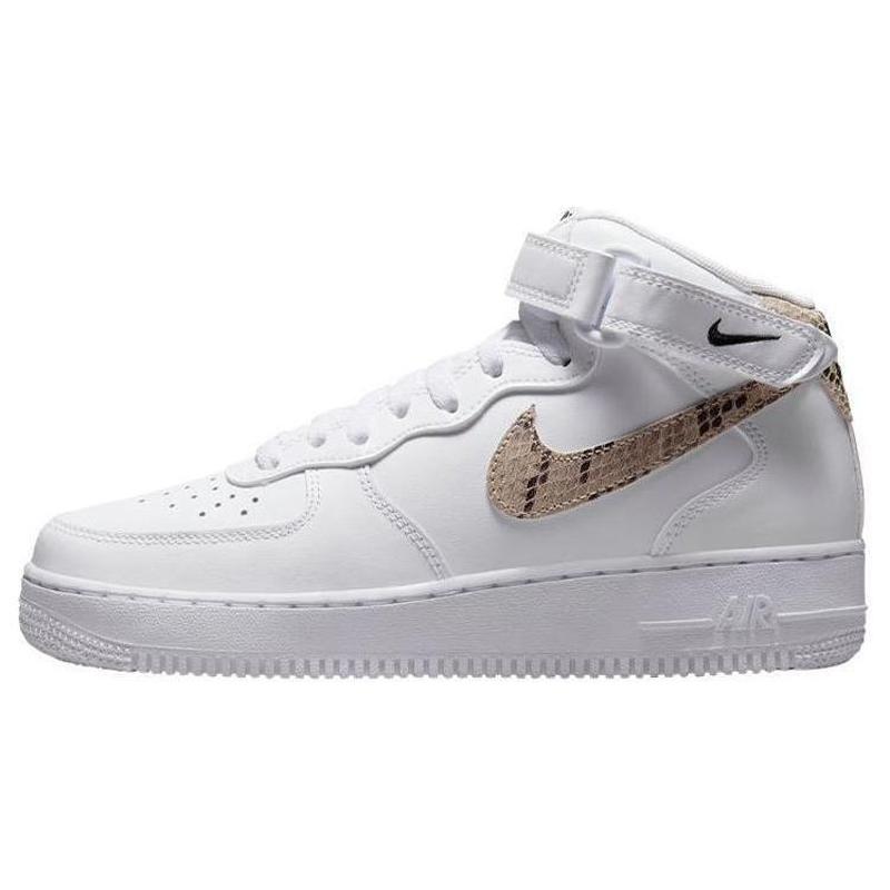 New Nike Air Force 1 '07 Mid White Snake Swoosh Women's DD9625-101