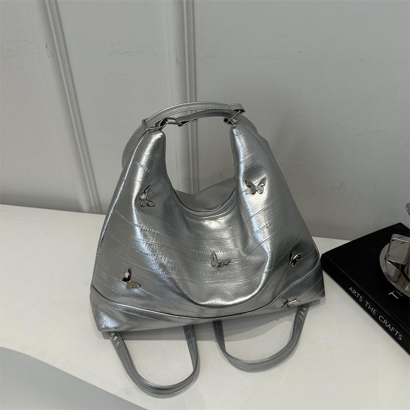 Retro Tote Bag Women's New Trendy Fashion Backpack Niche Textured Bow Rhinestone Shoulder Bag Trendy