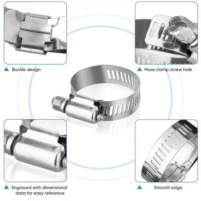 40-Piece Stainless Steel 1/4'' - 1-1/8'' Hose Clamp Set for Pipes, Intercoolers, Plumbing, Tubes & Fuel Lines