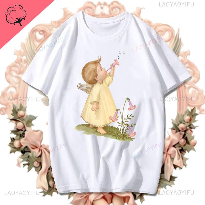 Fashion Fiorucci Baby Angel Graphic Tshirt Summer Classic Aesthetic T Shirt Unisex Unisex Kawaii Clothes Creative Couple Short Sleev Unisex