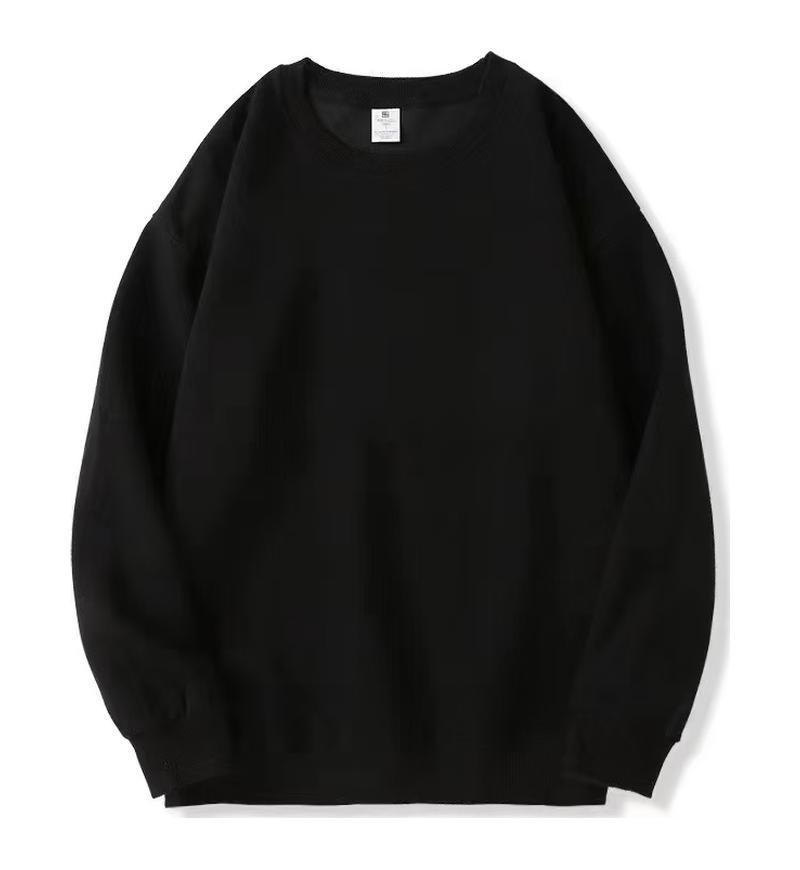 European-American Unisex Pure Cotton Round Neck Sweatshirt - Casual Solid Color, Fall/Winter Long Sleeve Fashion Style
