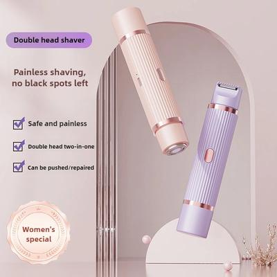 Electric Shaver for Women Waterproof Wet & Dry Hair Razors 2 In 1 Double Head Dual Bikini Hair Trimmer Detachable Head Shaver