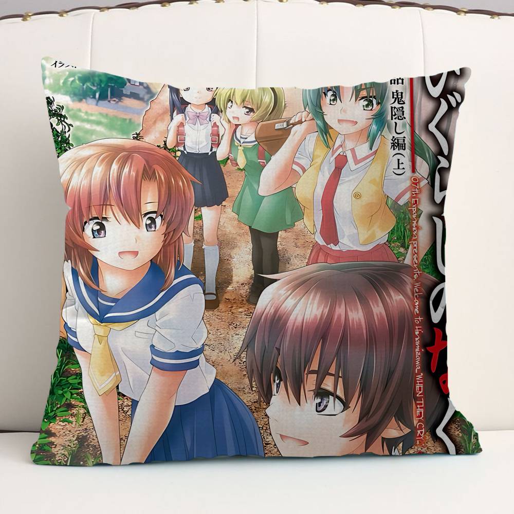 Higurashi When They Cry Cartoon Personalized Picture Text Home Decorative Pillows Household Gifts 45x45cm