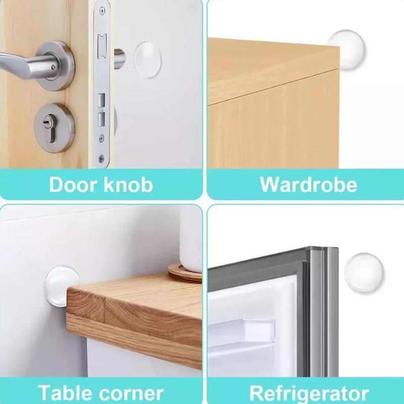 6Pcs Wall Door Handle Stopper Silicone Transparent round Protector Self-Adhesive