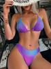 2024 Neuer Damen Sexy 3-Teiler Badeanzug Batik Micro Bikini Set mit Rock Überwurf High Waist Badeanzug Push Up Strandbekleidung