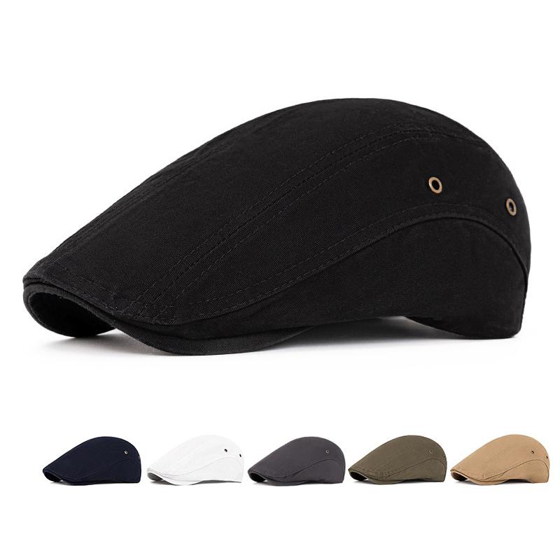 Solid Color Peaked Cap Men's Spring Summer British Vintage Beret Forward Cap Paintsman Hat Newsboy Hat