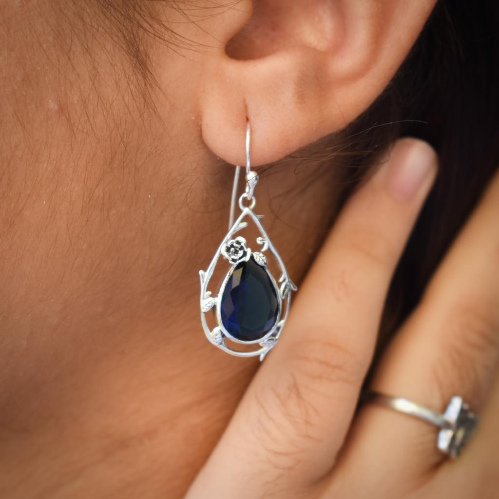 Natural Amethyst 925 Sterling Silver Earrings: Floral Jewelry