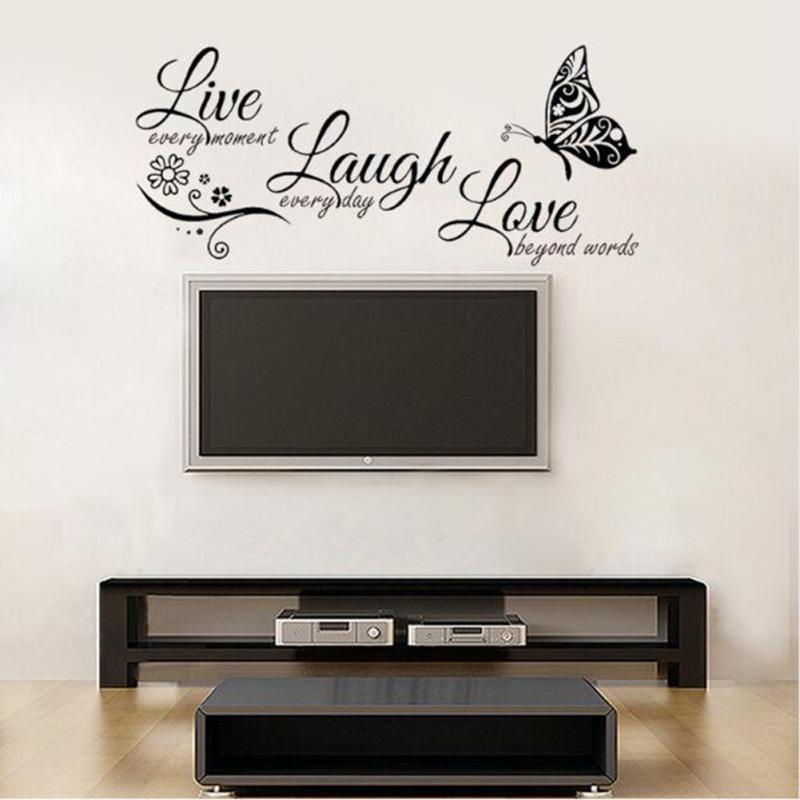 Pvc English Words Letters Wall  Stickers Creative Butterfly Decal Watercolor Removable For Living