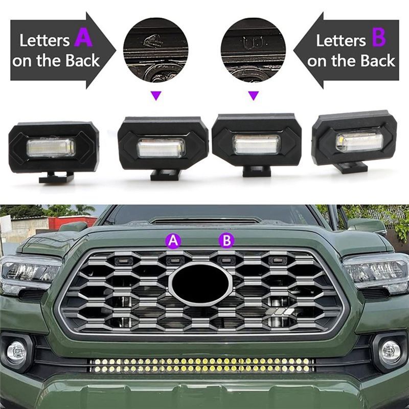 1Set LED Front Grill Lights For Toyota Tacoma Raptor TRD Off Road Sport   External Grill Lamp White Light Replacement