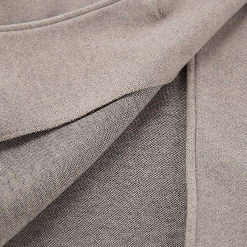 Womens Double Breasted Solid Color Woolen Coat Casual British Style Versatile Outerwear
