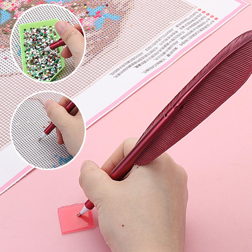 5D Diamond Painting Pen Cat Claw Feather Shape Point Drill Pens DIY Craft Cross Stitch Glue Clay Drill Plate Nail Art Tools