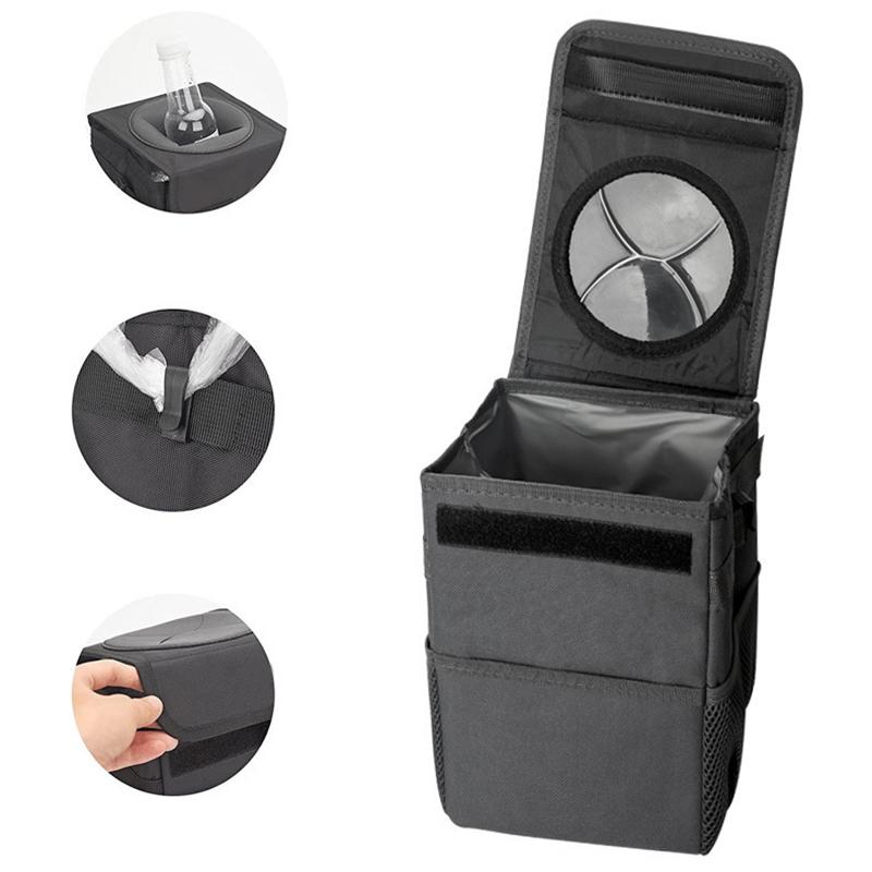 Car Trash Can With Lid Leakproof Trash Bin Car Garbage Can Collapsible Auto Truck Storage Bag Organizer Car Accessories