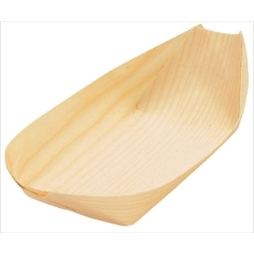 HRS Takoyaki Boat Plates, 6-inch, Wooden, 6-inch, 100-count, Commercial Use