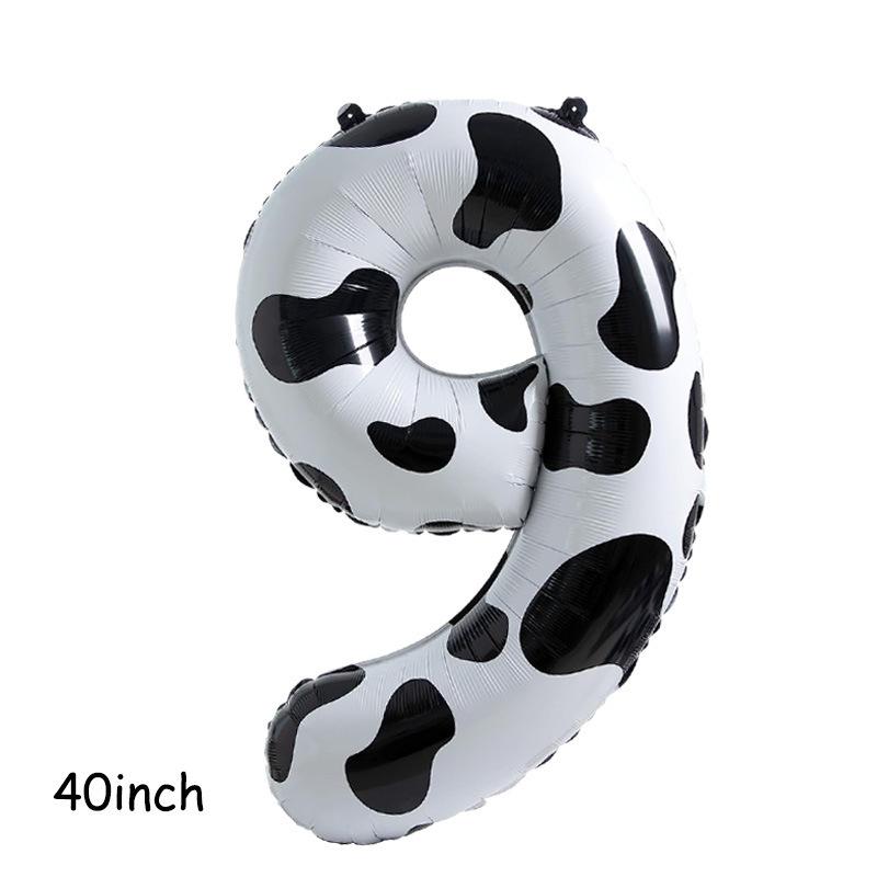 1pcs American Version 40inch Cow Print Large Cartoon Digital Balloon Black and White Print Children and Baby's Birthday Number