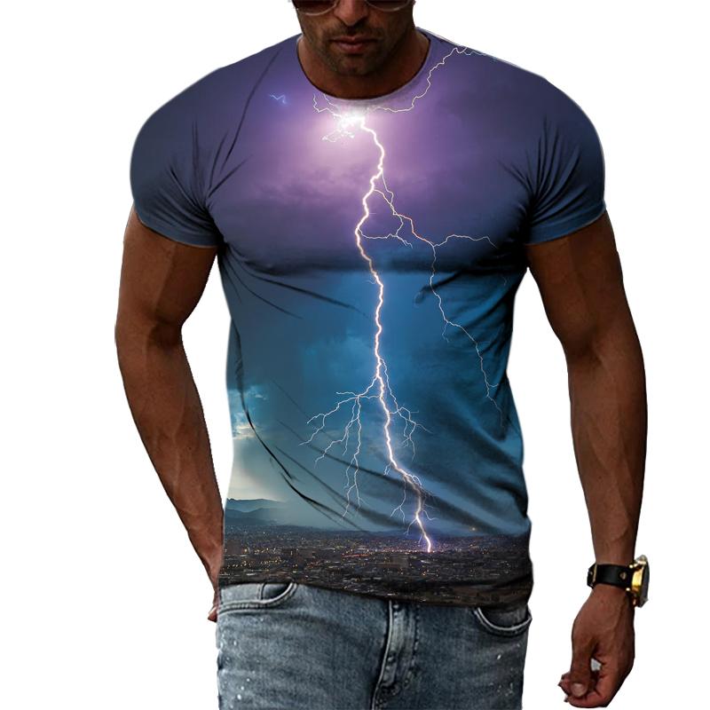 Nowa moda 3D fajna błyskawica męska koszulka letnia dorywczo ciekawy wzór t-shirty z nadrukiem osobowość Trend koszulka Harajuku