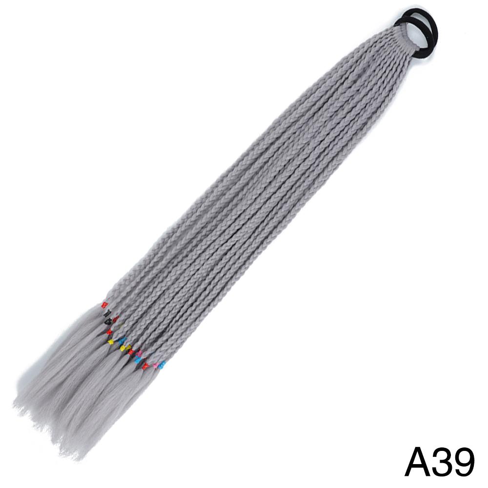 Synthetic Long Wig Colored Braided Ponytail Hair Extension Elastic Rubber Band Braiding Ponytail Hair Extensions For Girls