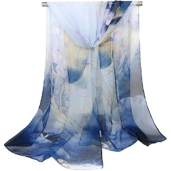 Pokeedioty Scarfs for Women Lightweight Fashion Floral Pattern Sheer Scarfs Shawl Wrap Scarves