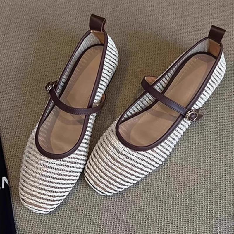 Fashion Ladies Shoes 2025 Hot Sale Shallow Women's Flats Fashion Buckle Strap Casual New Square Toe Light Best Seller Flat Low Heels