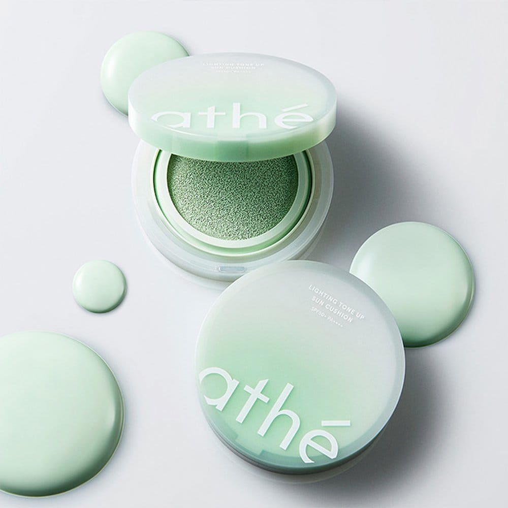 Athe Vegan Relief Lighting Tone Up Sun Cushion Tone Correcting Green Vege Green (SPF 50+/PA++++)