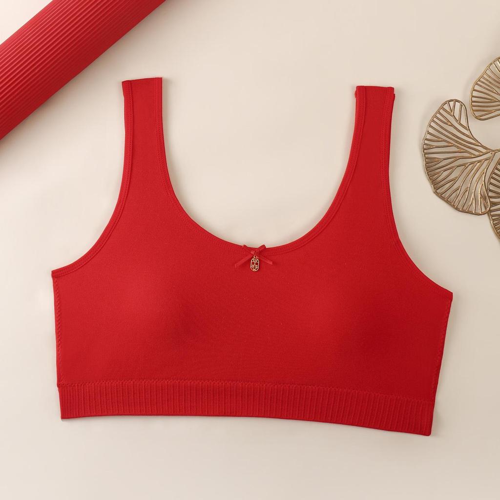 Seamless Red Junior Sports Bra - Comfortable, Breathable, Wire-Free
