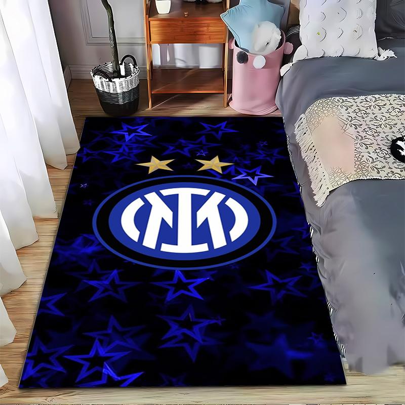 "Blue Star Pattern Carpet with Inter Logo Design for Home Decor" Suitable for use as an anti-slip for living room bedroom sofas