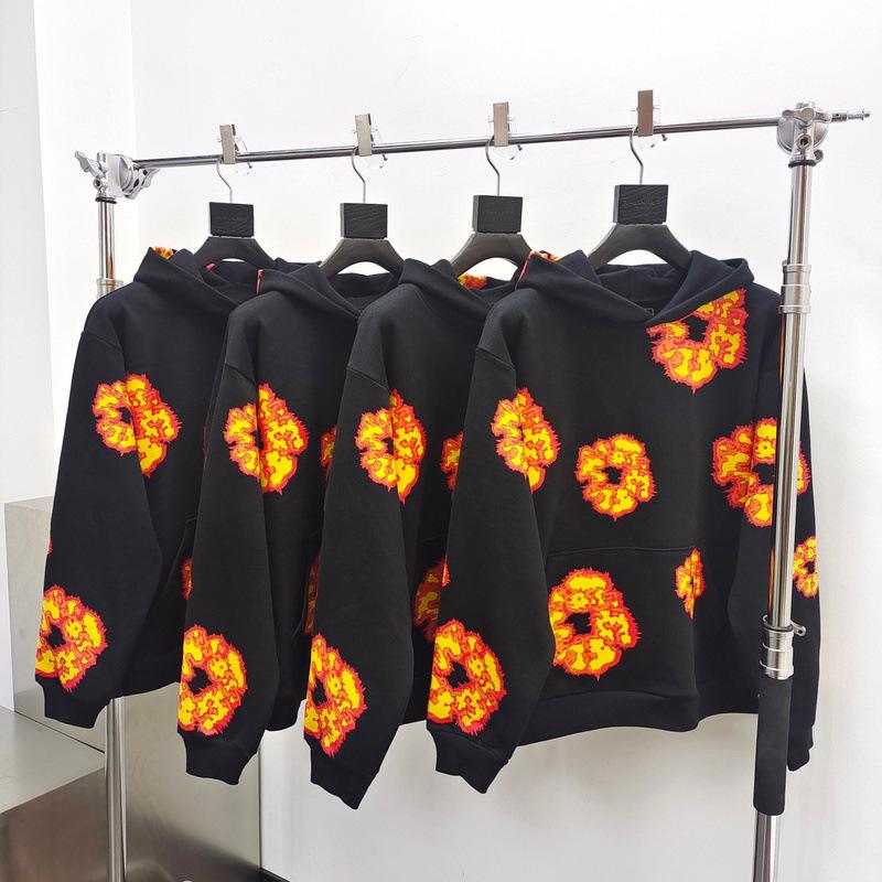 450G Heavyweight Foam Cotton Flower Hoodie - DENIM TEARS.