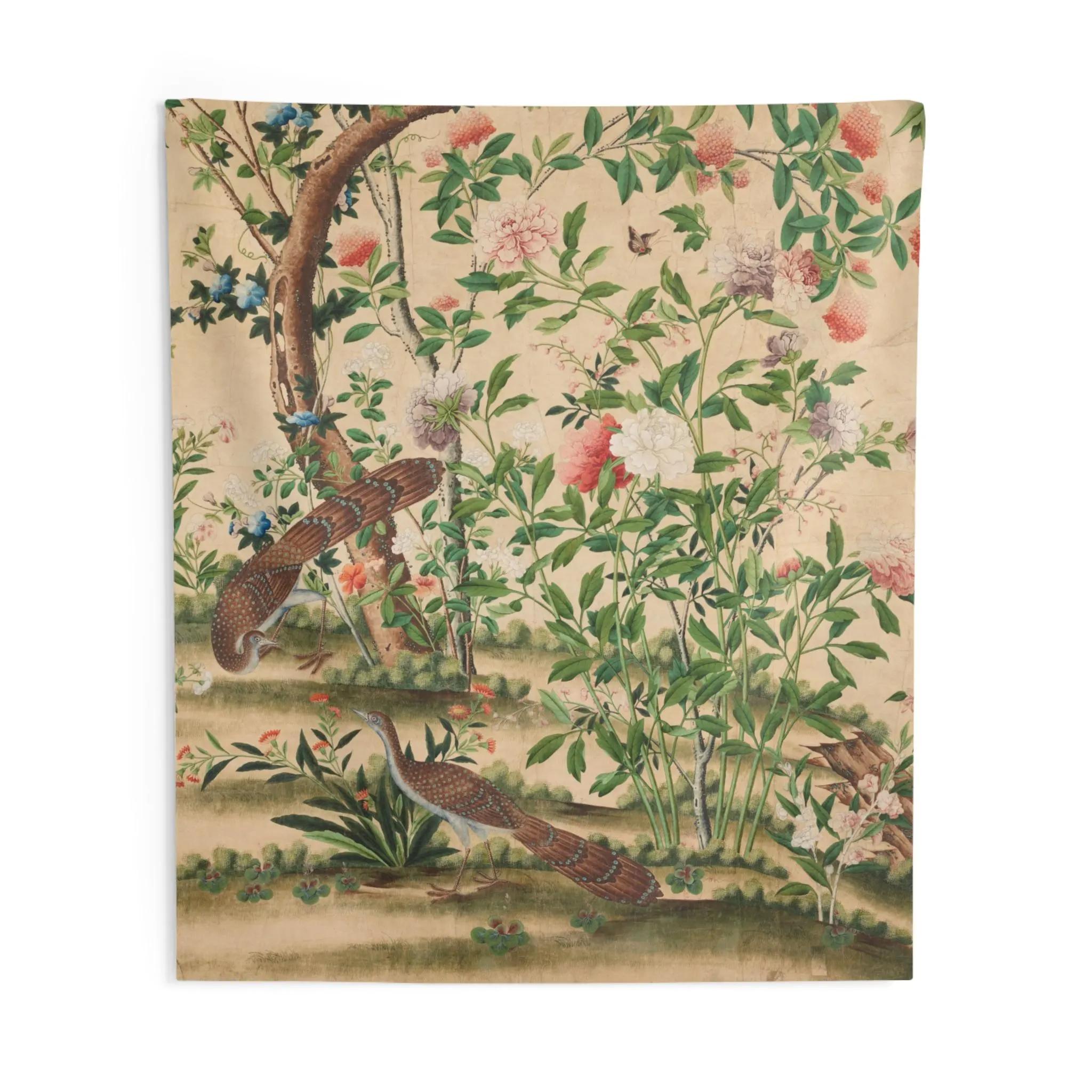 

Chinoiserie Wall Hanging Print Fabric Reproduction Asian Wall Art Decor Vintage Home Design Oriental Tapestry 74x94cm(29x37in)