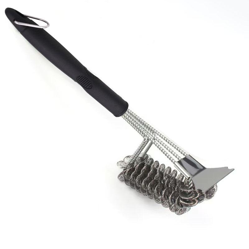 18-Inch Triple-Head Steel Wire BBQ Grill Cleaning Brush