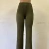 2025 Women's Fashion High-Waisted Flared Pants Slim Fit Solid Color Casual Long Trousers for Autumn Winter