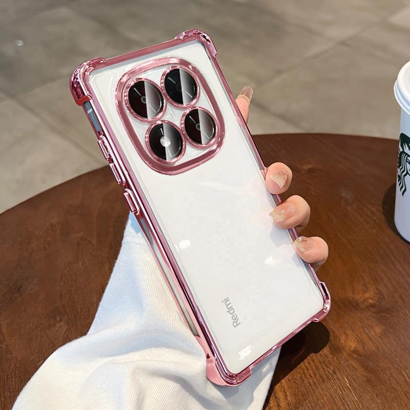 Applicable to Redmi note14Pro mobile phone case with its own lens film Redmi note13 electroplated transparent soft case anti-drop