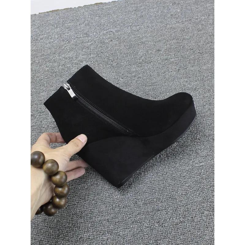 Fashion Temperament 2025 New Booties Spring and Autumn Winter Heightened Comfortable Platform Single Boots