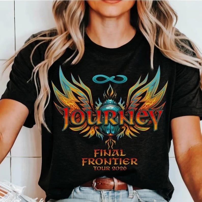 

Journey Final Frontier Tour 2026 Shirt Retro Rock Band T-Shirt Vintage 80s Unisex T-Shirt S