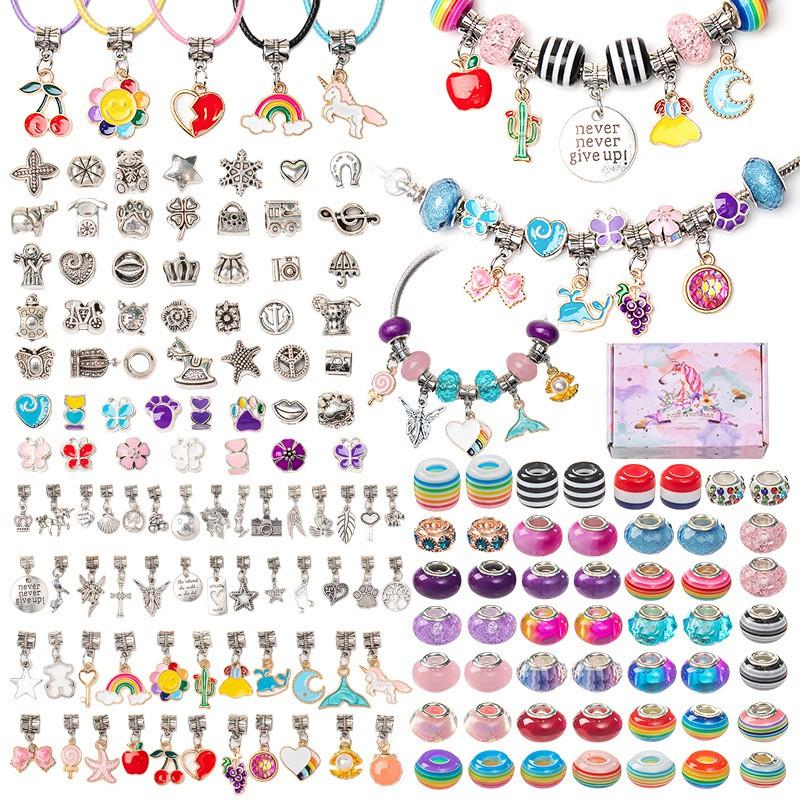 DIY Kids Crystal Bead Bracelet Kit With Small Box 1.5cm Height 66-162pcs Sweet Fruit Flower Design