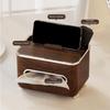 Imitation Walnut Wood Desktop Tissue Box Plastic Anti-slip Tissue Storage Box Large Capacity Decorative Napkins Holder