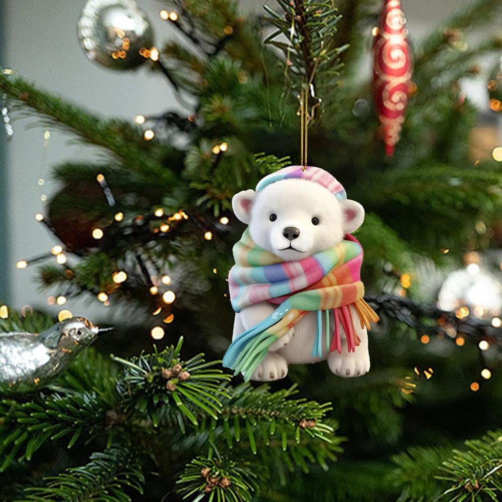 Creative Polar Bear Pendant Christmas Tree Ornament DIY Happy New Year Merry Christmas Present Handmade New Year Decor